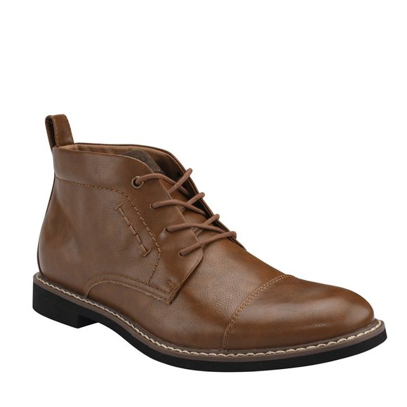 Tommy Hilfiger Men\'s Gibby Faux-Leather Cap-Toe Chukka Boots Tan NWOB